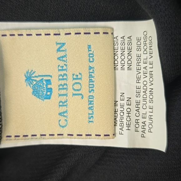 Caribbean Joe Black and White Rouched Side Built In Bra Tankini Top Size 14 - Picture 6 of 8